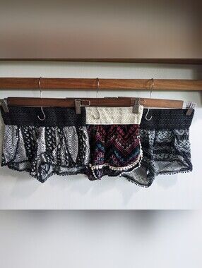 Boho Southwest Style No Boundaries Shorts Bundle Of 3 Crochet Hippie Size XS
